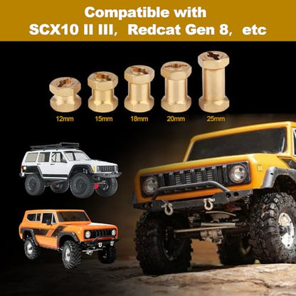 HobbyPark RC Brass Spacers 12mm Wheel Hex Hubs Extenders for 1/10 RC Crawler Axial SCX10 Wheels Extension Hex Drive Adapter (18mm)