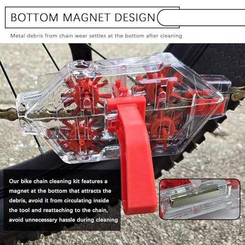 Bike Chain Cleaner Tool with Built-in Roller & Vertical Brush | 2026 Upgraded Transparent Bicycle Chain Cleaner,Portable Bike Chains Cleaning Kit for Chains Deep Cleaning