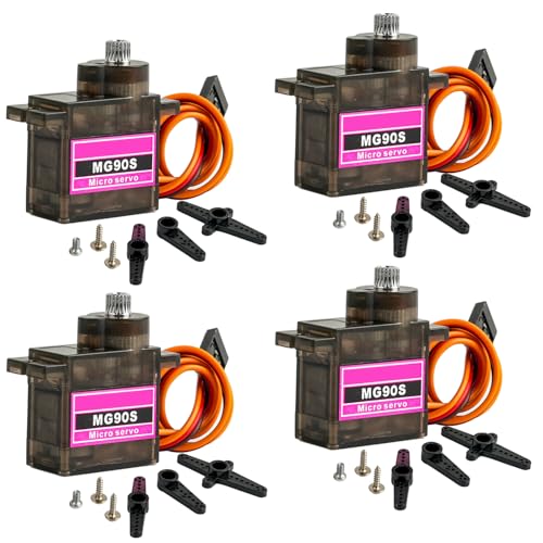 MG90S Micro Servo Kit Full Metal Gear with Mechanical 90° Limit, Coreless Motor 2kg·cm Torque for RC Car Robot Helicopter Arduino (Pack of 4) - style: 4PCS MG90S - 180 Degree