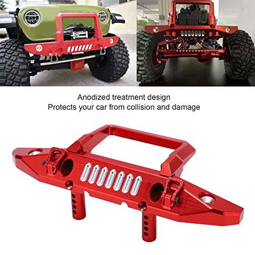 Front Bumper Aluminum Alloy Crawler Bumper RC Car Accessory with LED Light Hole for Axial 1/6 for SCX6 Car RC Car Upgrade Part (Red) - color: Red