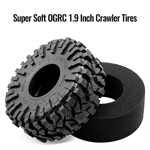 OGRC 1.9" RC Tires All Terrain Tires for SCX10 1/10 RC Crawler (120 * 45mm) | 112g/PC, with Foam Inserts, for SCX10 TRX4 Gen8 1/10 Scale Rock Crawlers