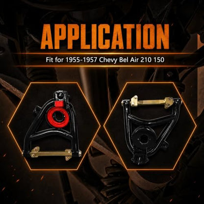 Heavy Duty Tubular Front Suspension Kit Compatible with Chevy Bel Air, 210, 150, Nomad 1955-1957 - Upper & Lower Control A-Arms Set with Ball Joints - size: 888125