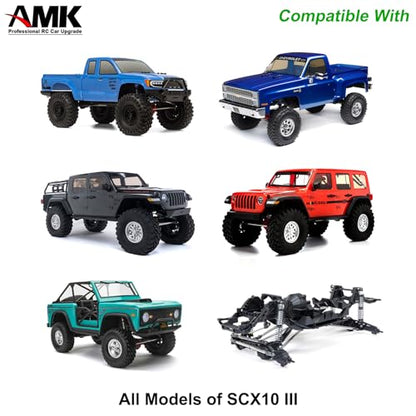 AMK SCX10 III Brass Bumper Munnt Black Coating, 158g Front Rear Bumper Set Complete with Steering Link for 1/10 RC Crawler Body LCG Chassis Axial SCX10 Upgrades
