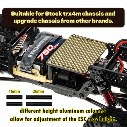 Battery Tray & ESC Receiver Tray, Double Decker Plate for 1/18 RC Crawler TRX4M, Gold - color: Gold