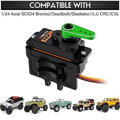 SCX24 Servo EMAX Servo with Servo Mount & Arm & Steering Link Set GR | Metal Gear Steering Servo, SCX24 Upgrade Parts - color: Green