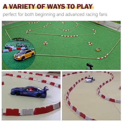 120 Pieces RC Car Racing Track Drift Runway Drift Field Fence for 1/14 1/16 1/18 1/24 1/28 1/30 1/43 Mini RC Car (Red+White) - size: 120pcs