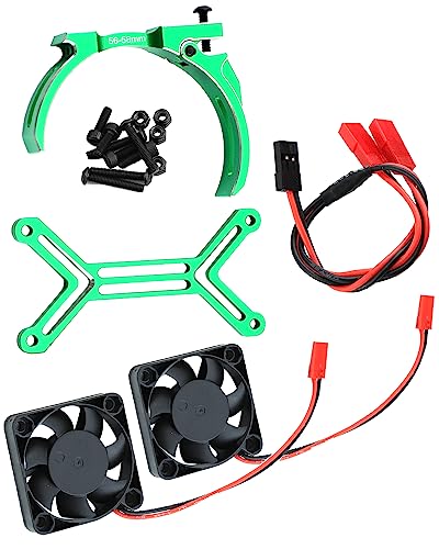40mm Cooling Fan Upgrades Part for 1/5 ARRM A TRX4 RC Scale Car,Brushed Brushless 15000 RPM High Speed Cooling Fan Heatsink with 56-58mm Adjustable Mount for 1717 5687 56113 2028 Motor,Green - style: green(1.5w RPM)
