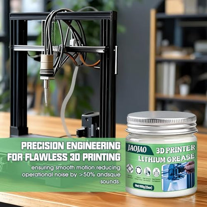 JAOJAO 3D Printer Grease,Reduces Friction & Protects Rails & Bearings, 100g | 3D Printer Lubricant for Lead Screws, X/Y/Z Axis, Gears and Other En der 3 5 V3 SE Office Home Accessories Equipment