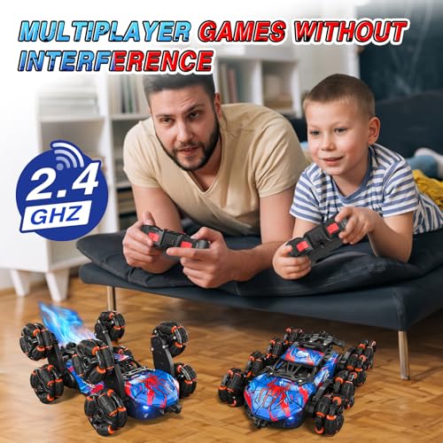 Sunrad 8WD Gesture Sensing RC Stunt Car with Spray & Light & Music for Kids Age 6-8-13, Spider Hand Remote Control Car 2.4Ghz Double-Sided Climbing Drift RC Car Toys Birthday Gift for Boys
