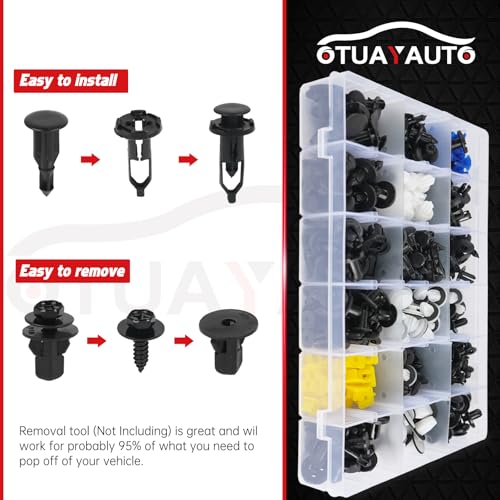 OTUAYAUTO 390Pcs Car Rivets Fasteners Kit, 18 Most Popular Sizes Clips | Replacement for Subaru Forester BRZ Impreza Toyota, Body & Interior Retainer Clips, Auto Push Pin Rivets OEM 909140059 - size: 390Pcs 18 Sizes Clips with 5 Removers for Subaru