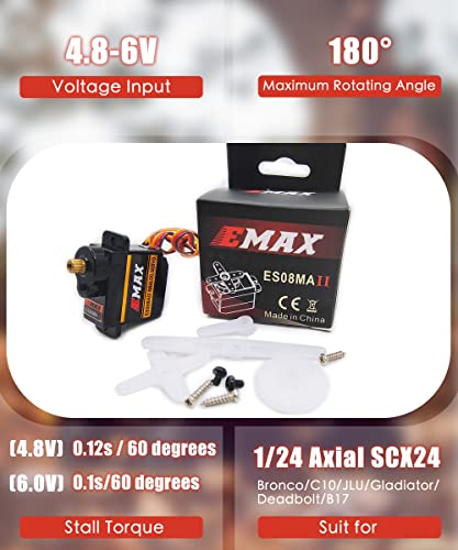 EMAX Steering Servo for SCX24 with Servo Mount and Horm Steering Link(Black) - size: Combo Pack 2
