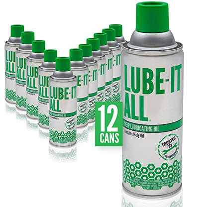 Lube-It All Deep Lubricating Oil – Multi-Purpose Spray Lubricant for Industrial, Automotive, Marine, and Household Use, Long-Lasting Protection, Water-Resistant Formula, 11 oz, 12-Pack - style: 12 Cans of 11 Ounces