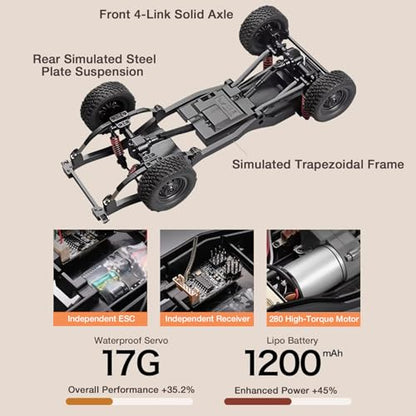 ARRIS 1/12 RC Crawler Off Road Car – MN82T 4WD Rock Climbing Truck with Remote Control Crane Hook, LED Lights, 2 Speed 2.4GHz Full Proportional RC Rock Crawler for Adults Gift - color: Yellow