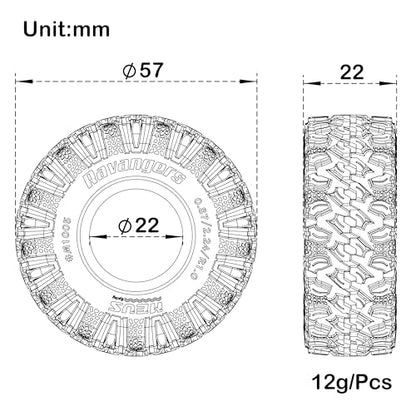 MEUS RACING 1.0 Tires - MS6 Ravangers Tires for TRX4M SCX24 FCX24 AX24 1/24 1/18 RC Crawler, 0.87/2.24/R1.0, #M1005 - size: M1005