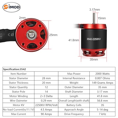 AM32 80A RC Brushless Motor ESC Combo 3542-2250 KV Outrunner Brushless Motor and ESC with USB Linker Sensorless RC ESC Motor Kit for 1/8 1/10 SCX10 TRX-4 Crawler