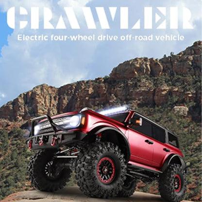 1/10 RC Crawler, 2.4G 4WD 11KMH High Speed Off-Road Car with Dual-Speed Modes, All-Terrain Car Rubber Tires, LED Lights(Metallic Grey) - color: Metallic Grey