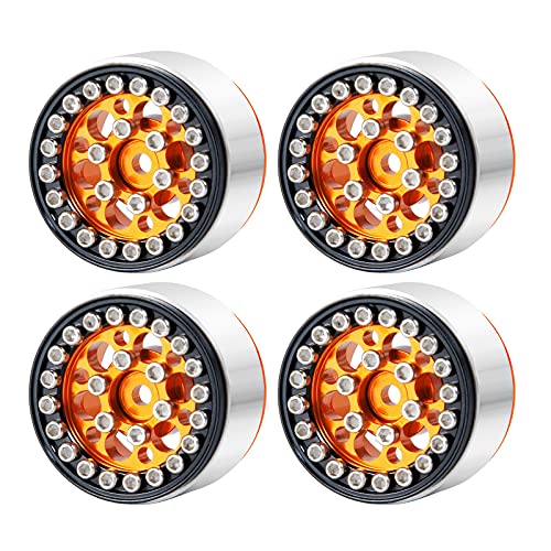 SWX 1.0 4Pcs Gold Beadlock Wheels Rim for SCX24 1/24 Crawler | Gold Beadlock Wheels, 1.0, SCX24, 1/24 Crawler, 4Pcs - color: Gold