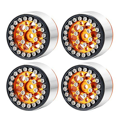 SWX 1.0 4Pcs Gold Beadlock Wheels Rim for SCX24 1/24 Crawler | Gold Beadlock Wheels, 1.0, SCX24, 1/24 Crawler, 4Pcs - color: Gold