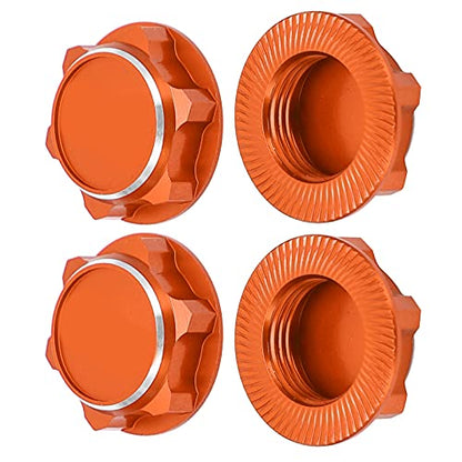 17mm Hex Wheel Nuts, 4pcs Aluminum Alloy 17mm Self Lock Hex Wheel Nuts Adapter Dustproof Caps for 1/8 RC Car Track Wheel Rims (Orange) - color: Orange