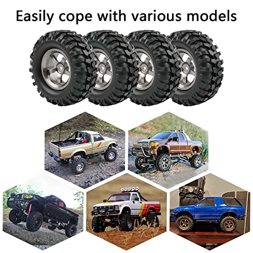 4PCS 1.9 Tires and Wheels Set, 12mm Hex for 1/10 RC Crawler | 96mm OD, Aluminum Rims, Lock Nuts & Wrench - color: Titanium