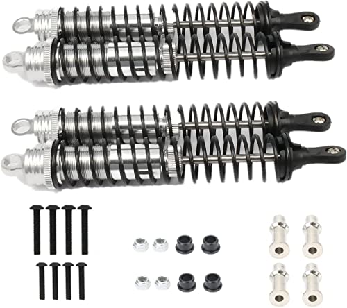 RC Shock Absorber 140mm,Oil Adjustable RC Damper Set for 1/8 Rc Car Buggy Truck Hsp Hpi Losi Axial Upgraded Hop-Up Parts 4PCS/Set(Silver) - color: Silver