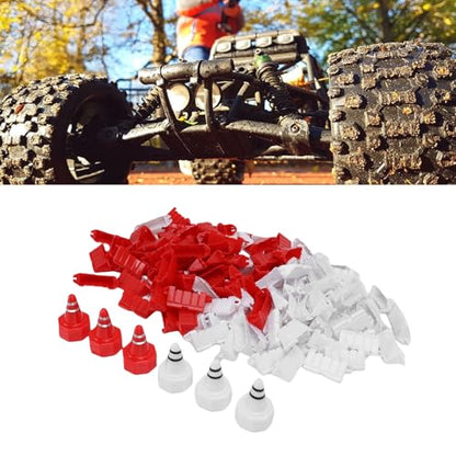 120PCS RC Track Fence Panels with 30PCS Road Cones, Red White ABS Drift Racing Barriers for 1/10 1/14 1/16 1/18 1/24 1/28 Scale RC Cars