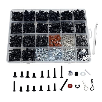 1000pcs RC Screw Kit RC Car Tool Kit, Hardware Fasteners for Traxxas Arrma Redcat Axial RC4WD HSP HPI SCX10 Losi 1/8 1/10 1/12 1/16 RC Cars Trucks Crawler, RC Screws Accessories