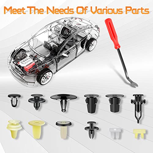 OTUAYAUTO 167PCS Car Push Retainer Clips Kit - 12 Most Popular Sizes Nylon Automotive Body Fasteners with Fasteners Remover, Replacement for GM Toyota Honda Nissan Mazda - size: 166Pcs 12 Sizes Clips for GM Toyota Honda Nissan