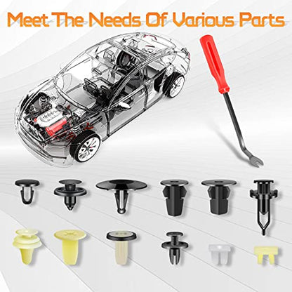 OTUAYAUTO 167PCS Car Push Retainer Clips Kit - 12 Most Popular Sizes Nylon Automotive Body Fasteners with Fasteners Remover, Replacement for GM Toyota Honda Nissan Mazda - size: 166Pcs 12 Sizes Clips for GM Toyota Honda Nissan