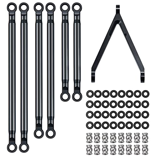 Maleonn RC Aluminum Alloy Suspension Links Rod Link Chassis Linkage for 1/24 RC Crawler Car SCX24 Links Upgrades AXI00005 Accessories - Black - color: Black