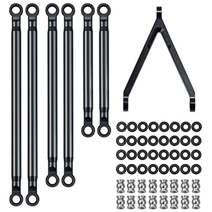 Maleonn RC Aluminum Alloy Suspension Links Rod Link Chassis Linkage for 1/24 RC Crawler Car SCX24 Links Upgrades AXI00005 Accessories - Black - color: Black