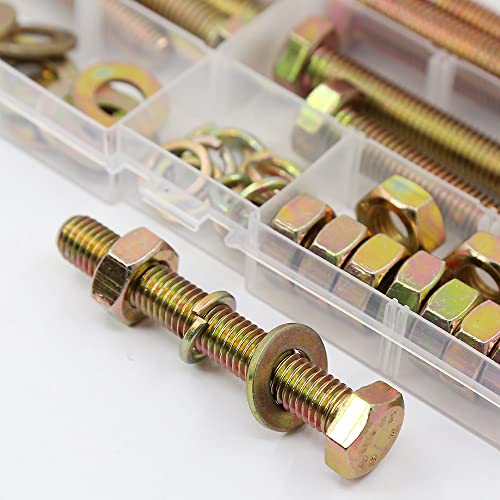 48Pcs Grade 8.8 M10 Hex Head Screws Bolts and Nuts Flat & Lock Washers Assortment Kit 40mm 50mm 70mm 80mm - color: M10--12Sets Bolts and Nuts Kit