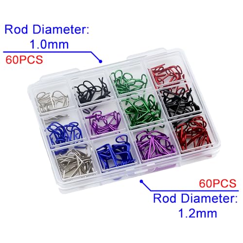 120pcs Colorful 90-Degree Angle RC Body Clips Bent Springy Pins(2 Sizes-Pack) for All 1/24 1/18 1/12 1/10 1/8 Scale Model Car Crawler Truck Buggy