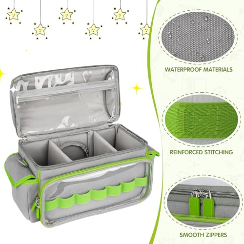 Carrying Case Compatible with Toniebox 2 & 1 Starter Set & Tonies Figures | Cute Storage Bag Fits for Tonies Characters,Headphones&Accessories, Travel Case with Clear Pocket&Speaker Window,Gray&Green - color: Grey&Green