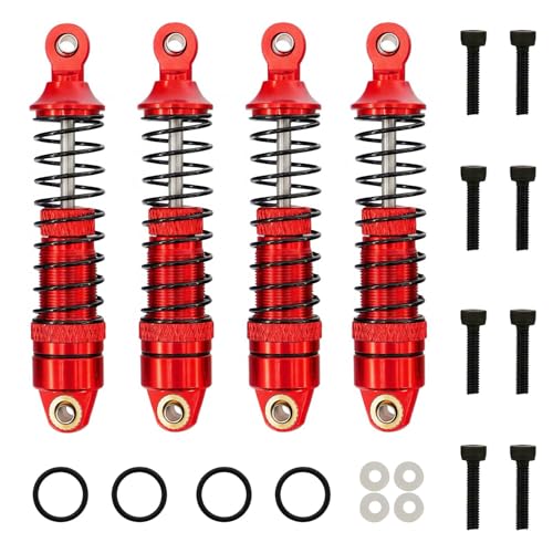 1/18 RC Aluminum Shock Absorbers Set 67mm, Pre-Assembled Suspension Damper Kit for RC Cars, Front Rear Upgrade Parts, 4PCS (Red) - color: Red