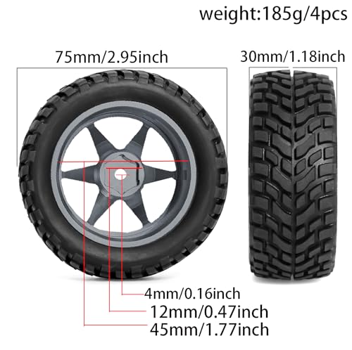 REDSPIDER Aluminum Alloy 1/10 On-Road Rally Wheel Tires 2.95" OD 12mm Hex for 1/10 Tamiya TT01 TT02 XV02 XV01 WLtoys HSP Kyosho WR8 RedCat Sakura HPI (Titanium) - color: Titanium
