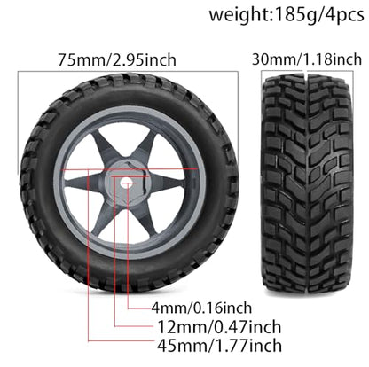 REDSPIDER Aluminum Alloy 1/10 On-Road Rally Wheel Tires 2.95" OD 12mm Hex for 1/10 Tamiya TT01 TT02 XV02 XV01 WLtoys HSP Kyosho WR8 RedCat Sakura HPI (Titanium) - color: Titanium