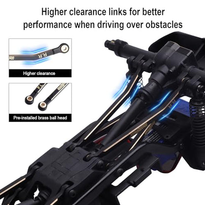 Hobbypark Brass High Clearance Links Set & Full Clearance Steering Link Steering Rod Tie for TRX4M Upgrades Parts, Replacement of 9742R Suspension Links, Compatible with Bronco Defender
