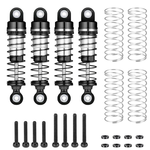 RCLIONS RC Car Shocks 42mm Oil Shock Absorber for FMS 1/18 FCX18 LC80 RC Crawler Car Upgrade Parts (Black) - color: Black