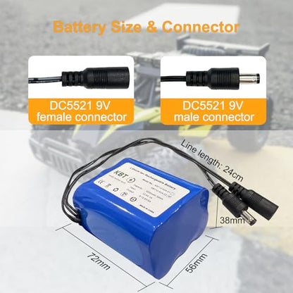KBT 12V 5200mAh Rechargeable Li-ion Battery, DC5521 Male Connector, Replacement Battery Pack with Charger Compatible for 12V Device RC Car, Boat, Robot, DIY, LED Light Strip, CCTV Camera - style: 5.2Ah DC5521 plug