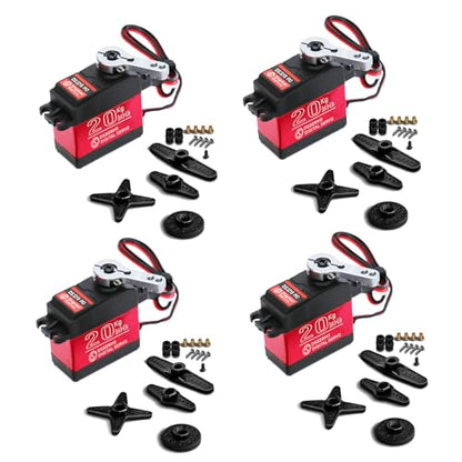 4 Pack 20KG Digital Servo, DS3218 Full Metal Gear High Speed Waterproof RC Servo Motor for 1/8 1/10 Scale Crawler RC Car Boat 270 Degree Control Angle