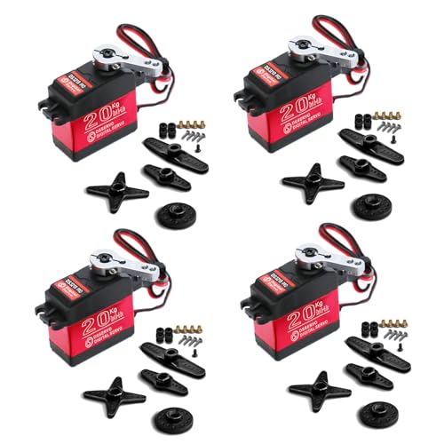 4 Pack 20KG Digital Servo, DS3218 Full Metal Gear High Speed Waterproof RC Servo Motor for 1/8 1/10 Scale Crawler RC Car Boat 270 Degree Control Angle