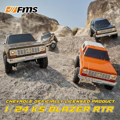 EAZYRC X FMS FCX24S 1/24 Chevy K5 S Blazer 1976s RC Rock Crawler 4x4 RTR Black, with Lisense RC Truck, 4WD 5Km+ 2-Speed Transmission,RC Car for Gift - color: Black