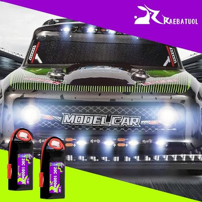 2S 7.4V 1000mAh 20C Battery with JST Plug Compatible with WLToys Mini RC Car K989 K969 K979 K999 P939 P929 1/28 MINI-Q 284131 Toy Speed Racing Truck with Charger