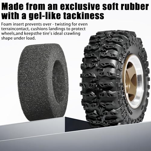 1.3" Beadlock Wheel Tires, Aluminum 1.3 Beadlock Wheels and Tires Upgraded 1.45-inch Wheel for for 1/24 SCX24 AX24 FCX24 1/18 TRX4M FMS RC Crawler Car Upgrade (Bronze) - color: Bronze