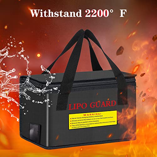 2PCS Lipo Battery Safe Bag Fireproof Charging Bag for RC Lipo Battery Pack Storage Charging Transport, Home Office Travel Lipo Storage Pouch Double Layer Fireproof - size: 260x130x150mm+185x75x60mm (2 pcs)