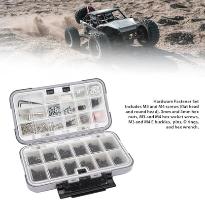 Drfeify RC Screw Kit, Stainless Steel M3 M4 Set with Hex Socket Head Cap Screws for 1/8 1/10 RC Crawlers Trucks Off Road Vehicles