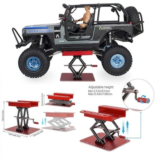 RC Car Stand, Aluminum Liftable Adjustable RC Car Work Stand, Repair & Display RC Stand for Traxxas TRX4 Axial Arrma Redcat Losi 1/8 1/10 1/12 1/14 1/16 1/18 1/24 RC Car (Red) - color: Red