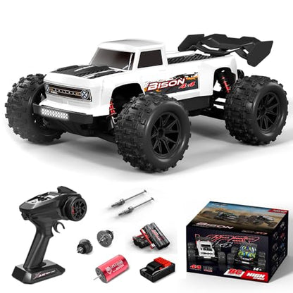 Brushless RC Cars for Adults, 1/16 Scale RC Truck, 55KM/H High Speed Remote Control Car, 2.4GHz 4WD All Terrains Off-Road RC Monster Truck with LED Light and 2 Rechargeable Battery - size: 2 Batteries