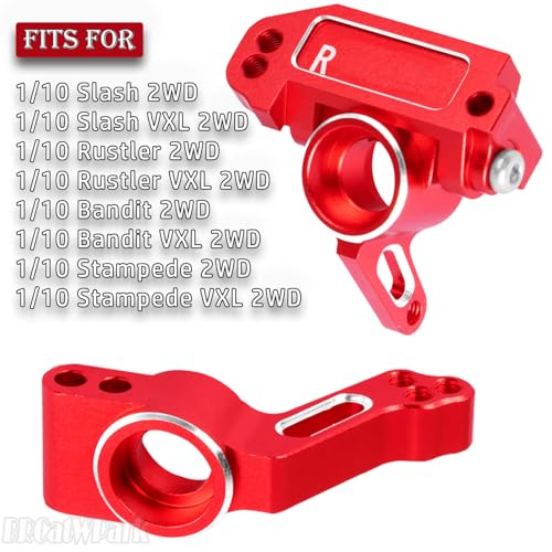 Aluminum Steering Blocks,C-Hubs Caster Block,Rear Stub Axle Carriers w/Bearings Upgrades Part for 1/10 Slash 2WD (VXL)/Rustler 2WD (VXL)/Stampede 2WD (VXL)/Bandit 2WD (VXL),Red - color: Red - (Steering Blocks)